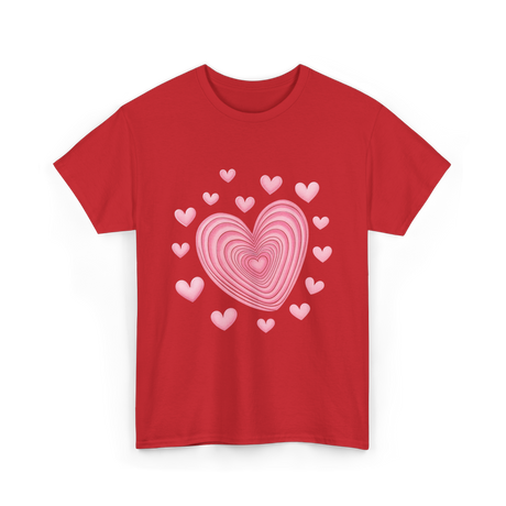 Hearts Kids Valentines Day Love T-Shirt - Red