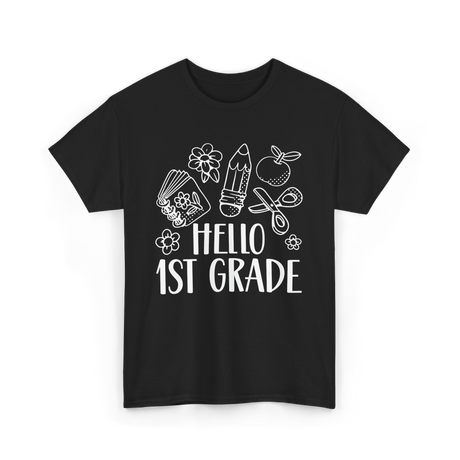 Hello 1st Grade School Pupil T-Shirt - Black