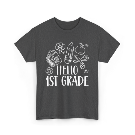 Hello 1st Grade School Pupil T-Shirt - Dark Heather