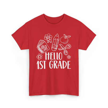 Hello 1st Grade School Pupil T-Shirt - Red