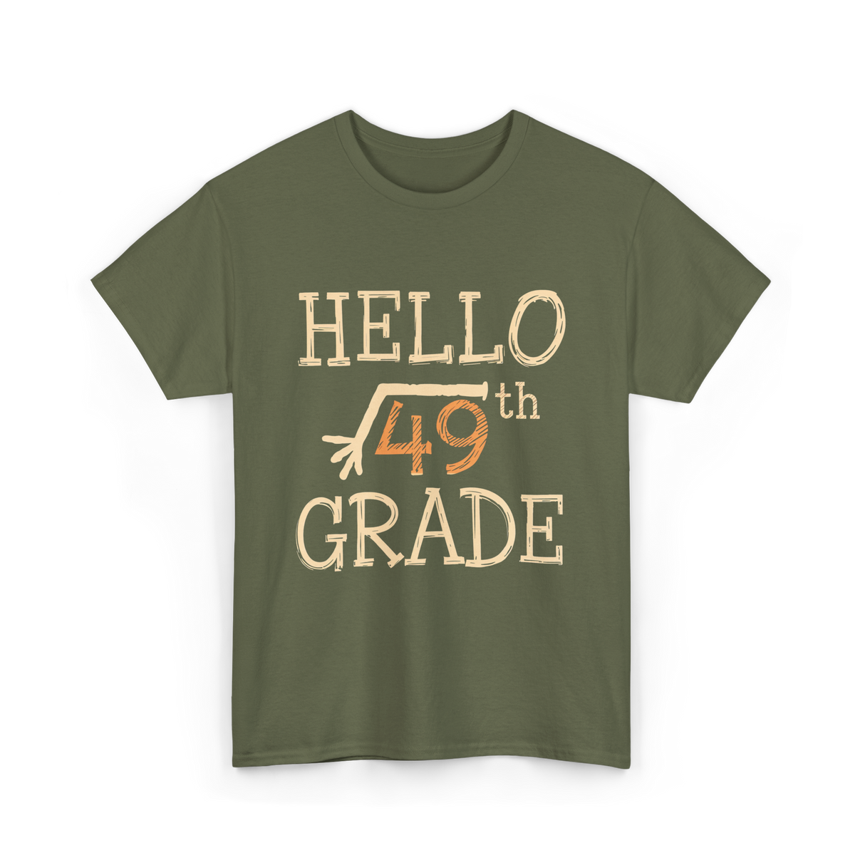 Hello 49th Grade Math T-Shirt - Military Green