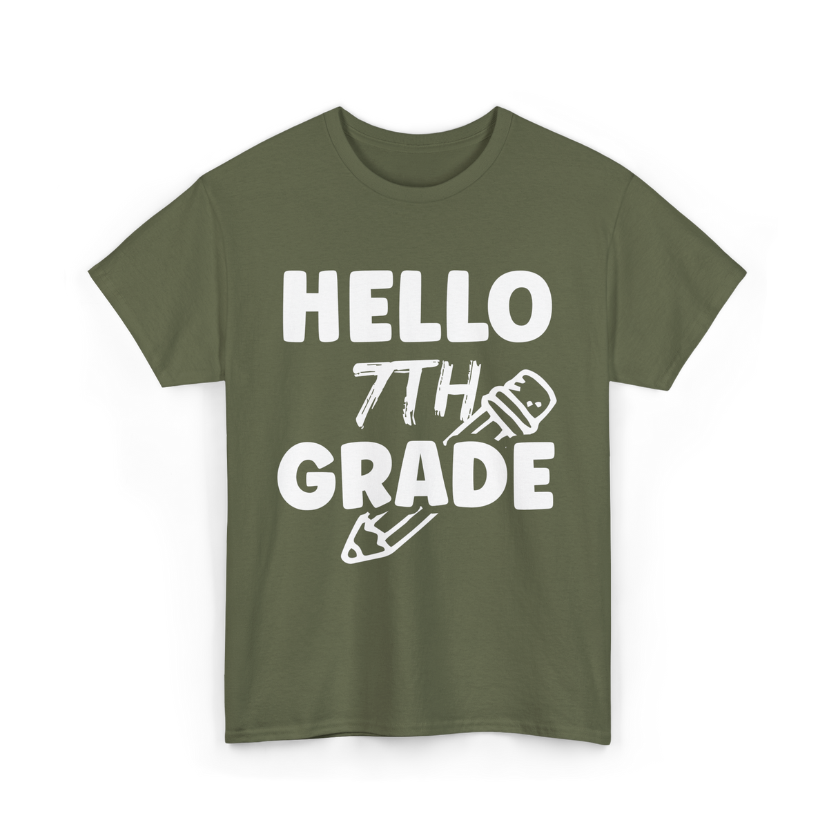 Hello 7th Grade Education Student T-Shirt - Military Green