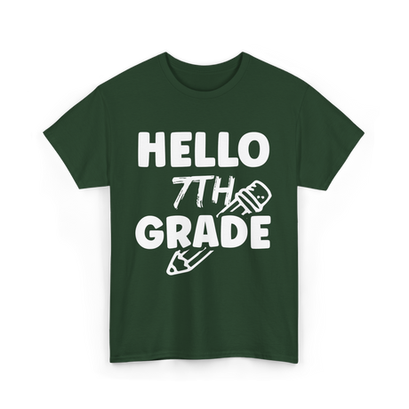 Hello 7th Grade Education Student T-Shirt - Forest Green