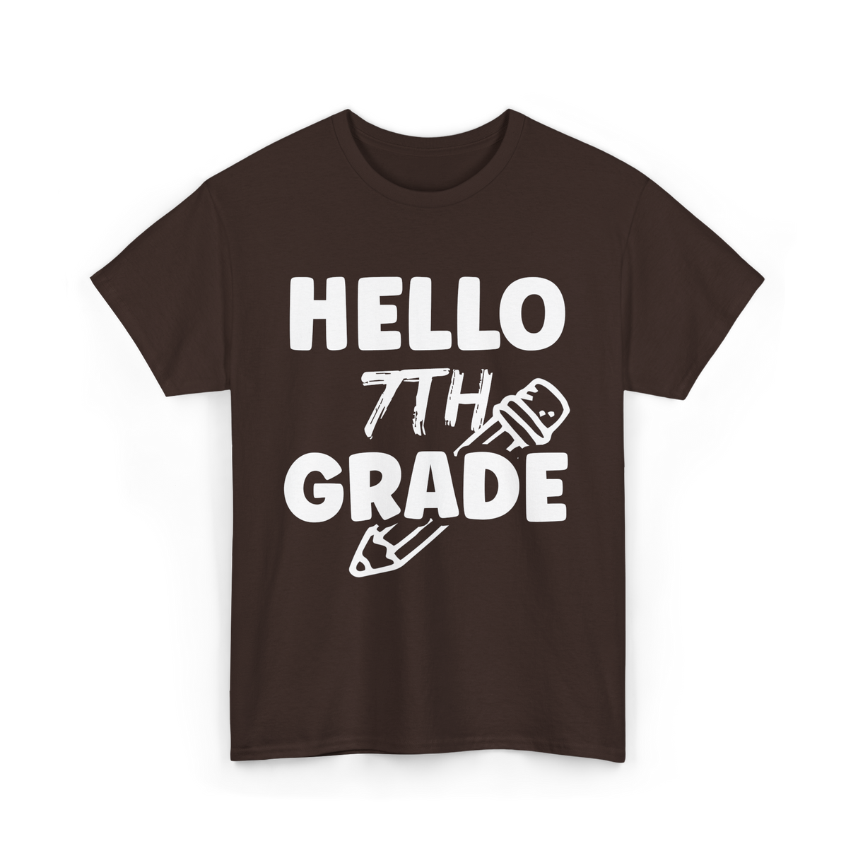 Hello 7th Grade Education Student T-Shirt - Dark Chocolate