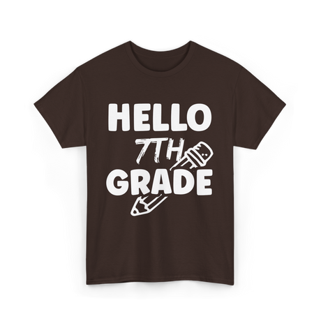 Hello 7th Grade Education Student T-Shirt - Dark Chocolate