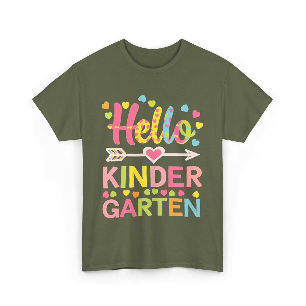 Hello Kinder Kindergarten Teacher T-Shirt - Military Green