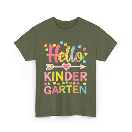 Hello Kinder Kindergarten Teacher T-Shirt - Military Green