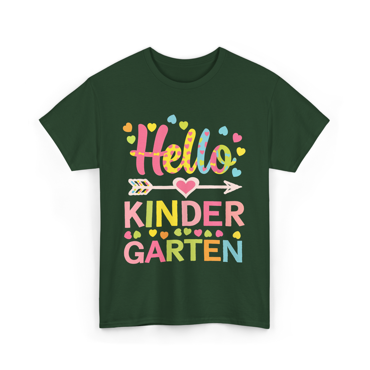 Hello Kinder Kindergarten Teacher T-Shirt - Forest Green