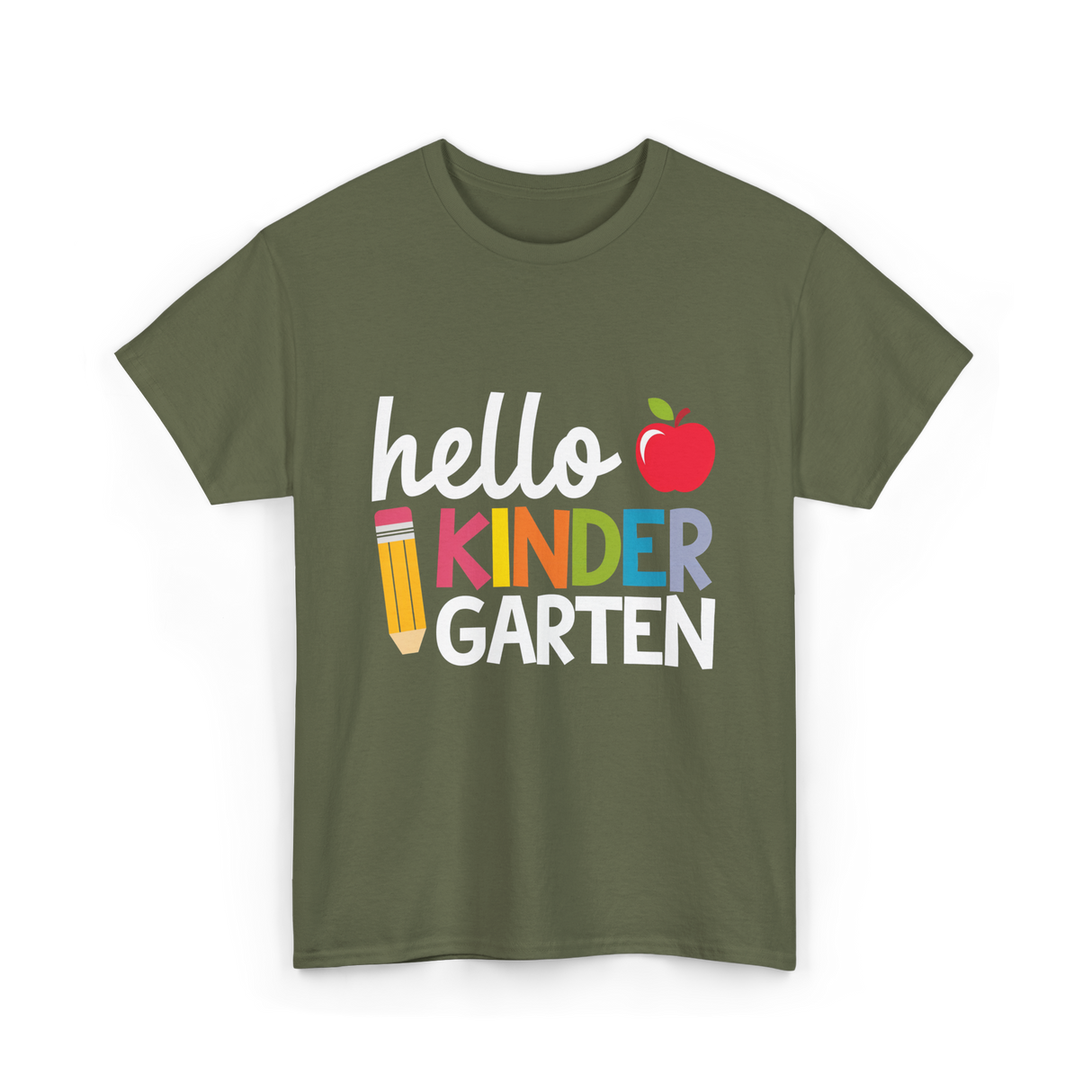 Hello Kindergarten Kinder School T-Shirt - Military Green