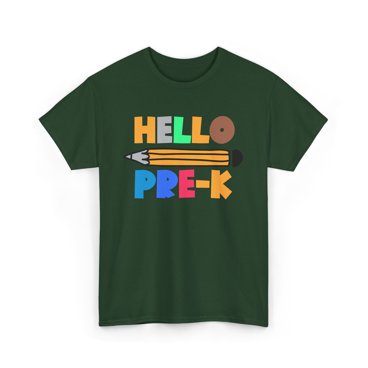 Hello Pre K Kindergarten Kids T-Shirt - Forest Green