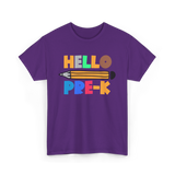 Hello Pre K Kindergarten Kids T-Shirt - Purple