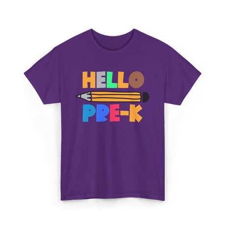 Hello Pre K Kindergarten Kids T-Shirt - Purple