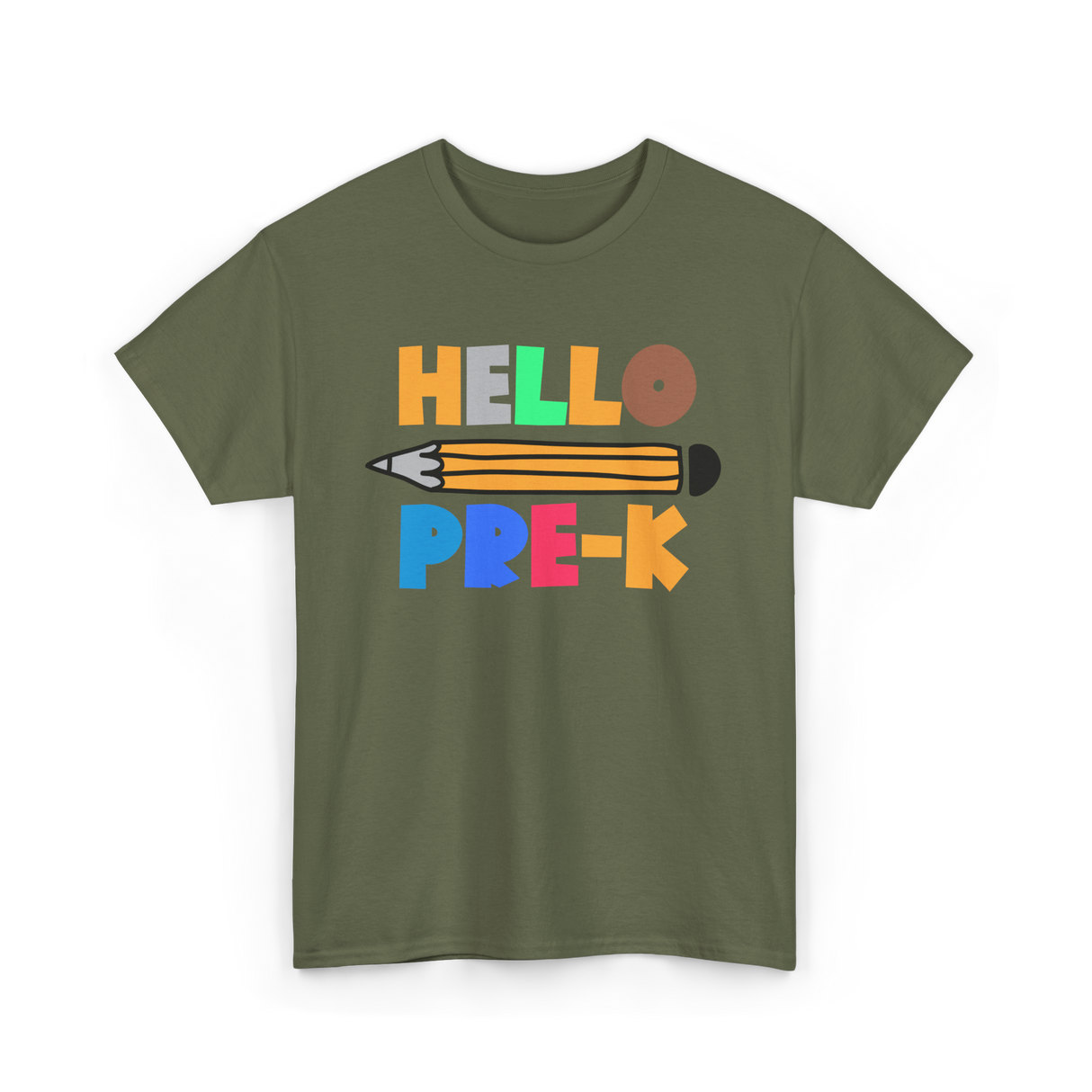 Hello Pre K Kindergarten Kids T-Shirt - Military Green