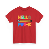 Hello Pre K Kindergarten Kids T-Shirt - Red