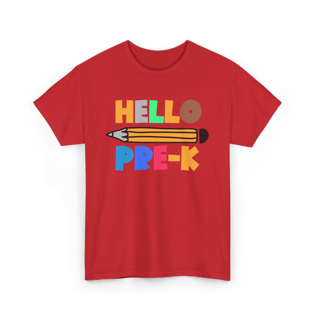 Hello Pre K Kindergarten Kids T-Shirt - Red