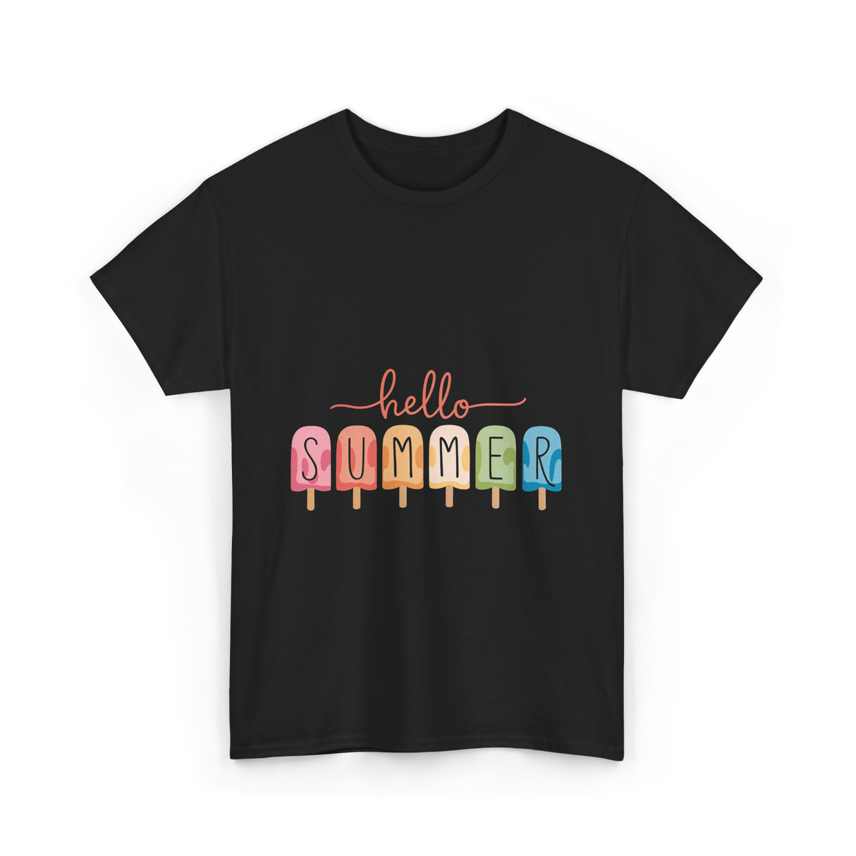 Hello Summer Popsicle Summer T-Shirt - Black