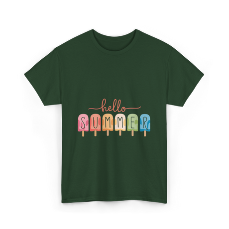 Hello Summer Popsicle Summer T-Shirt - Forest Green