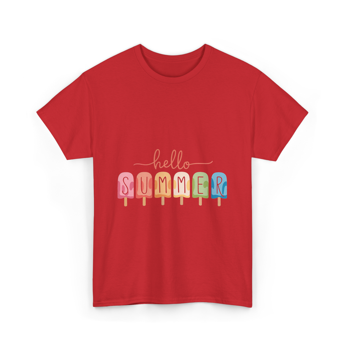 Hello Summer Popsicle Summer T-Shirt - Red