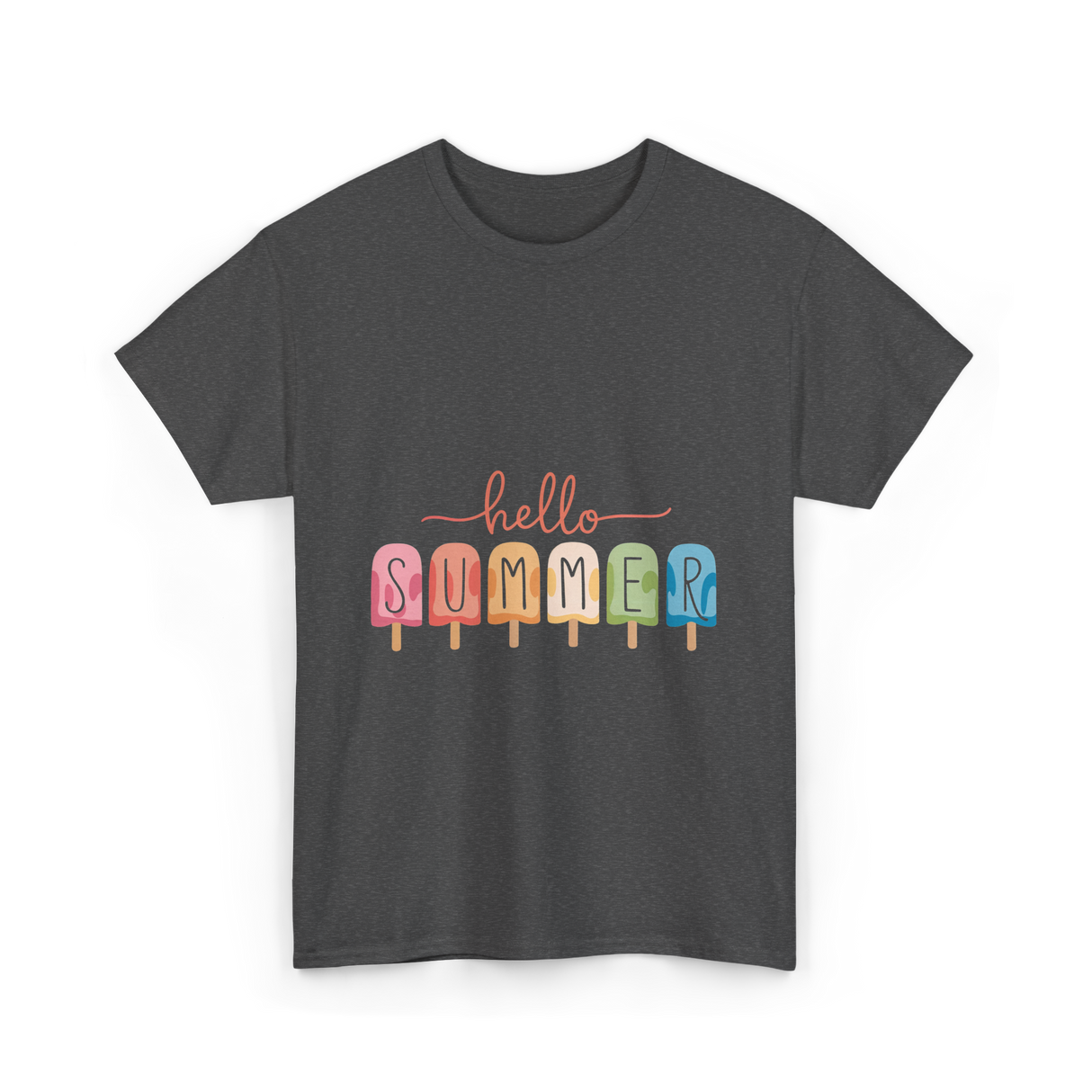 Hello Summer Popsicle Summer T-Shirt - Dark Heather