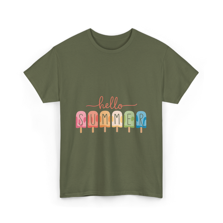 Hello Summer Popsicle Summer T-Shirt - Military Green