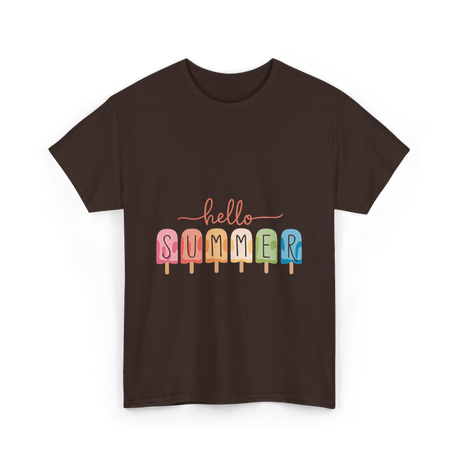 Hello Summer Popsicle Summer T-Shirt - Dark Chocolate