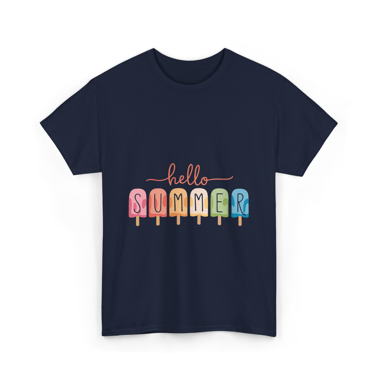 Hello Summer Popsicle Summer T-Shirt - Navy