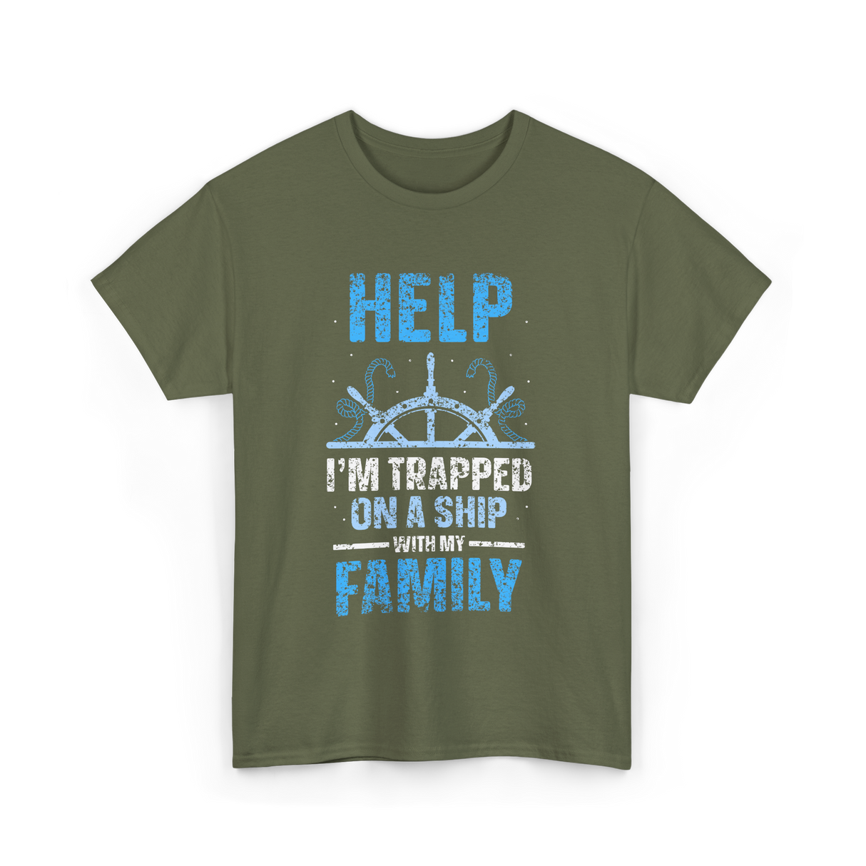 Help I'm Trapped Family Cruise T-Shirt - Military Green