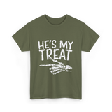 He's My Treat Skeleton T-Shirt - Military Green