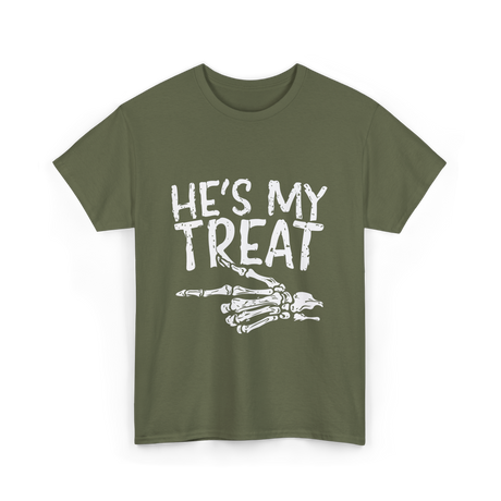 He's My Treat Skeleton T-Shirt - Military Green