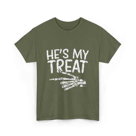 He's My Treat Skeleton T-Shirt - Military Green