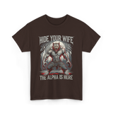 Hide Your Wife Alpha Wolf T-Shirt - Dark Chocolate