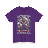 Hide Your Wife Alpha Wolf T-Shirt - Purple