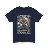 Hide Your Wife Alpha Wolf T-Shirt - Navy