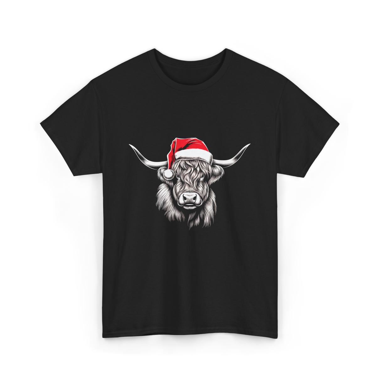 Highland Cow Christmas Cow T-Shirt - Black