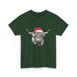 Highland Cow Christmas Cow T-Shirt - Forest Green