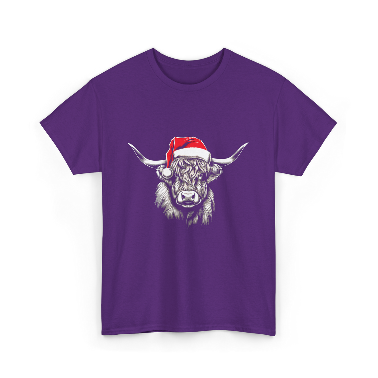 Highland Cow Christmas Cow T-Shirt - Purple