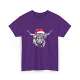 Highland Cow Christmas Cow T-Shirt - Purple