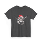 Highland Cow Christmas Cow T-Shirt - Dark Heather