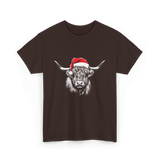 Highland Cow Christmas Cow T-Shirt - Dark Chocolate