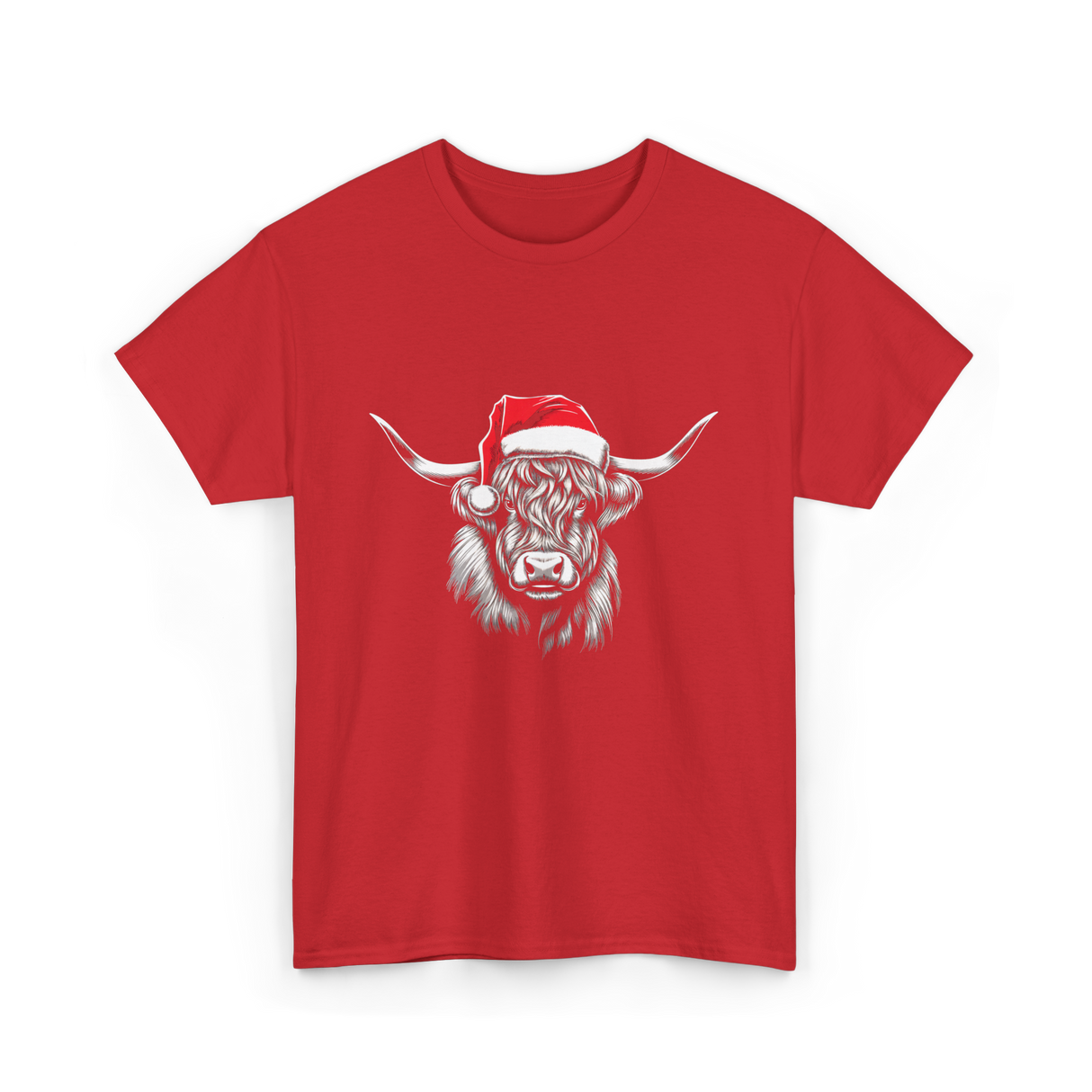 Highland Cow Christmas Cow T-Shirt - Red