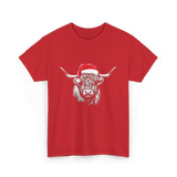 Highland Cow Christmas Cow T-Shirt - Red