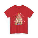 Highland Cow Christmas Tree Cow Lover T-Shirt - Red