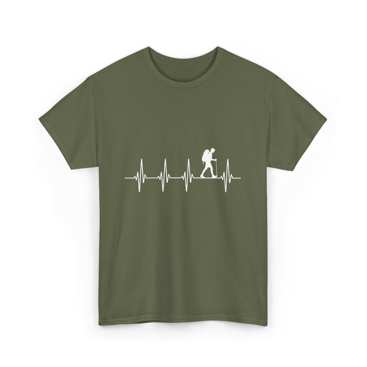 Hiking heartbeat hiker T-Shirt - Military Green