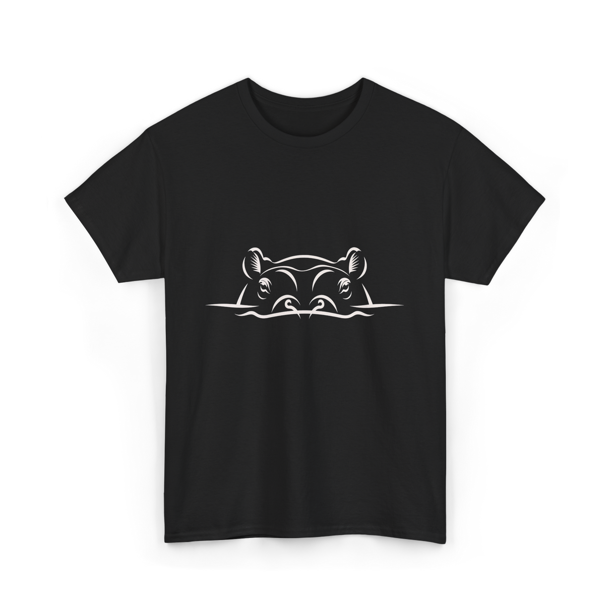 Hippo Head Hippo Wildlife T-Shirt - Black