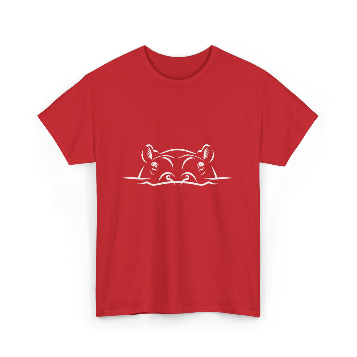 Hippo Head Hippo Wildlife T-Shirt - Red