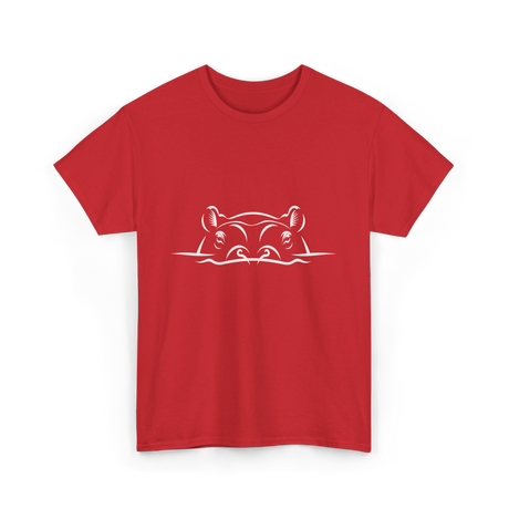 Hippo Head Hippo Wildlife T-Shirt - Red