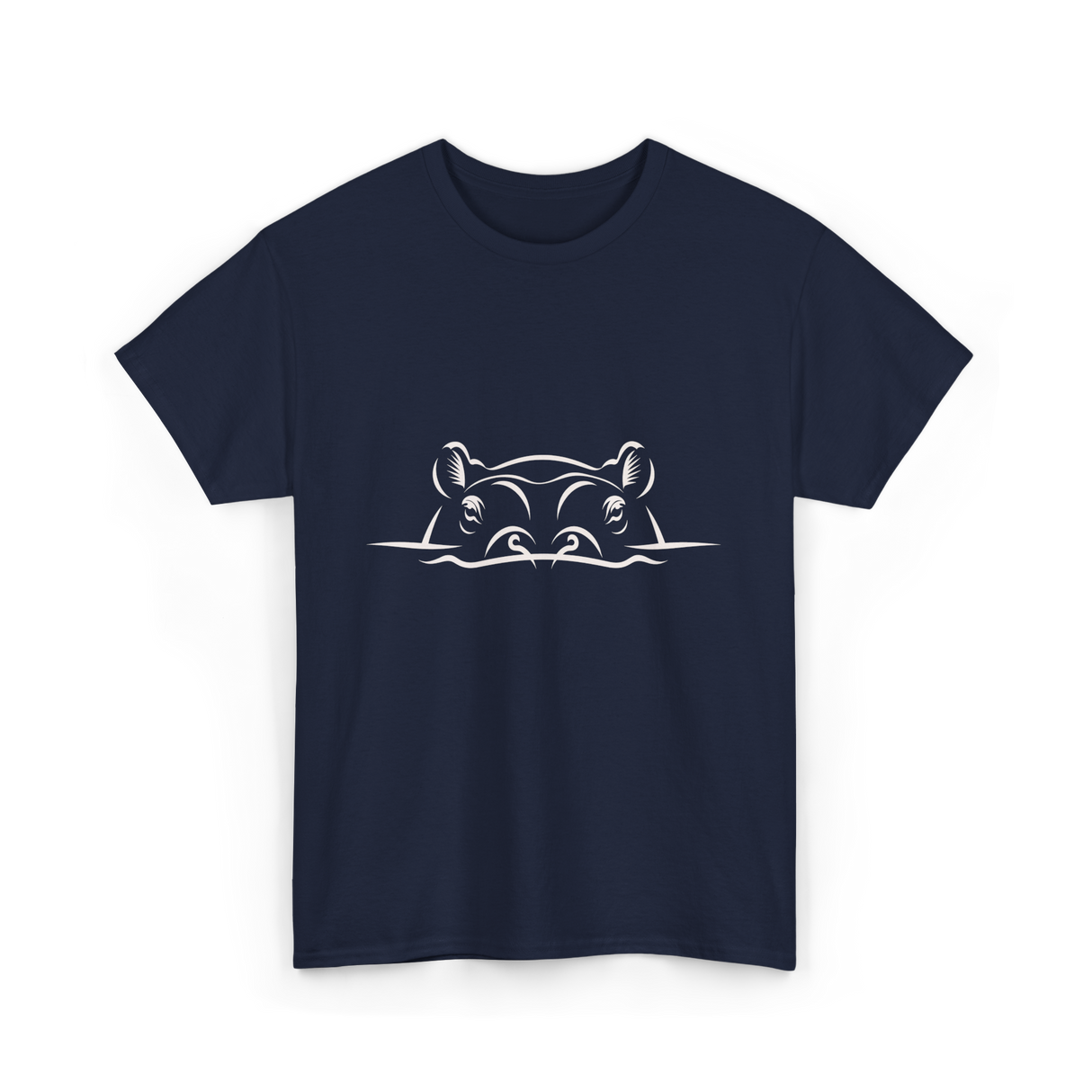 Hippo Head Hippo Wildlife T-Shirt - Navy