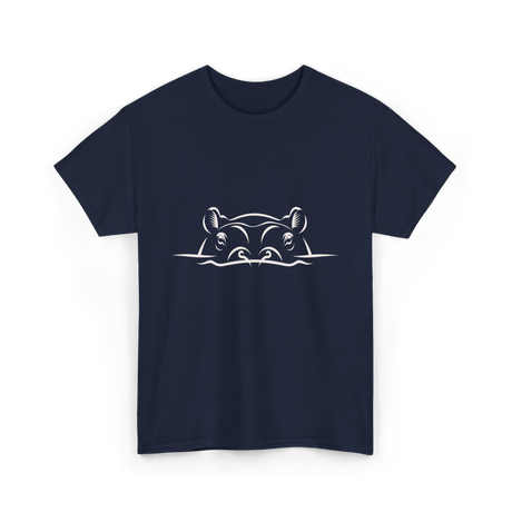 Hippo Head Hippo Wildlife T-Shirt - Navy