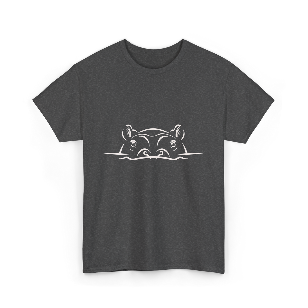 Hippo Head Hippo Wildlife T-Shirt - Dark Heather