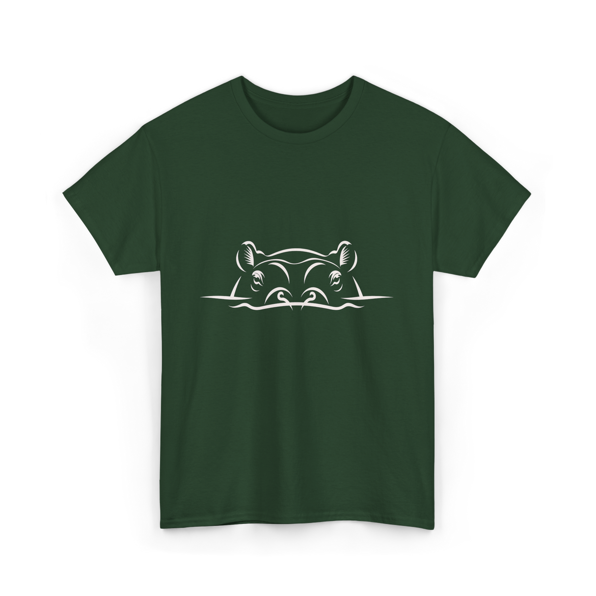 Hippo Head Hippo Wildlife T-Shirt - Forest Green